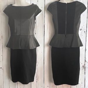 Alice + Olivia black cow leather fitted tiered stretch dress XS/S